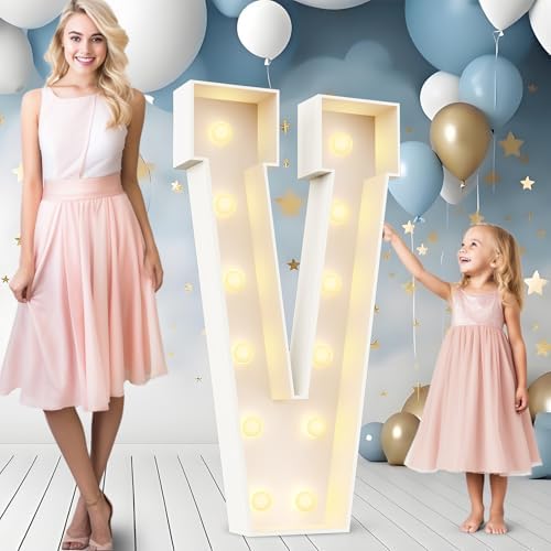 Ledido Easy-Assemble 4FT Marquee Light Up Letter, Large Lighted Letter V by Ledido