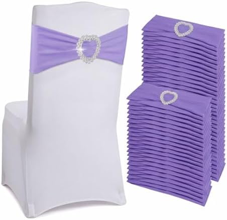 150 Pieces Chair Sashes & Bows - Stretch Spandex Chair Cover Band with Buckle for Wedding, Hotel Banquet, Birthday Party & Home Bulk Decorations (Purple) by Unknown