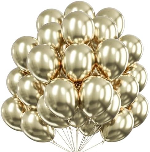 PartyWoo Metallic Gold Balloons 50pcs Chrome Gold Color 12 Inch by PartyWoo