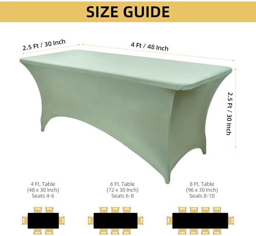2-Pack 4ft Spandex Table Covers for Rectangular Folding Tables - Wrinkle Resistant Stretch Tight Table Cloths - Ultimate Fitted Table Protector for Parties, Banquet, and Wedding - Image 4