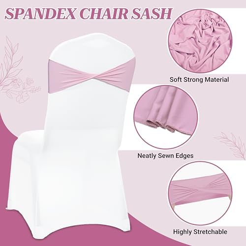 MDS Pack of 150 Spandex Chair Sashes Without Slider Buckles – Blush Pink - Image 3