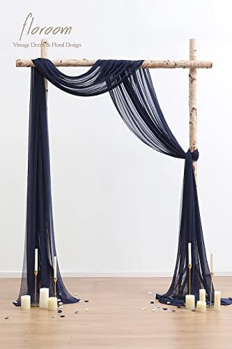 Floroom Wedding Arch Draping Fabric 2 Panels 20Ft Navy Blue Chiffon Fabric Drapes Arbor Drapery Wedding Ceremony Reception Swag Decorations - Image 2