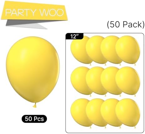 PartyWoo Yellow Balloons 50pcs Latex Helium Balloons 12 Inch - Image 5