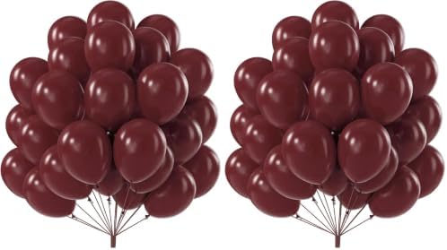 PartyWoo Burgundy Balloons 50pcs Dark Chestnut Red Maroon Dark Color (Pack of 2) by PartyWoo