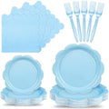 96 Pcs Light Blue Paper Plates and Napkins Party Supplies Serve 24 Guests by Unknown