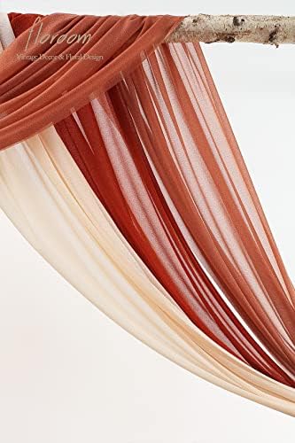 Floroom Wedding Arch Draping Fabric 3 Panels 20Ft Chiffon Fabric Drapes Arbor Drapery Wedding Ceremony Reception Swag Decorations (Terracotta +Coral Peach +Peach) - Image 3