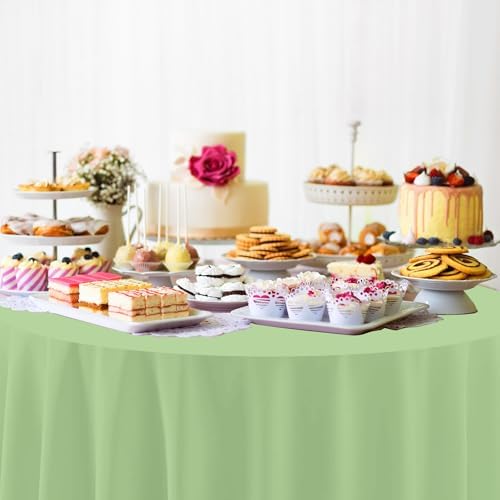 12 Pack Sage Green Round Plastic Tablecloth Disposable - Image 6