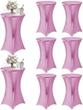 KeyWave Spandex Cocktail Table Covers, 32x43 Inch, Shiny Pink, 8 Pack by Keywave