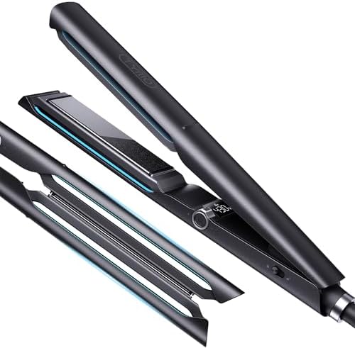 TYMO 2.0 Flat Iron Hair Straightener for Women - 1” Long Ceramic Professional 2 in 1 Straightener and Curler for Fast, Smooth Styling, Innovative Hollow Design to Boost Curls, 500M Ionic, Black by TYMOFashionTech