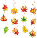 12 PCS Maple Leaf Hanging Swirls Decor, Fall Party Decorations for Thanksgiving Autumn Harvest Birthday Party, Ceiling Hanging Ornaments for Home Wall Fireplace Mantel Decoration by JODIDI