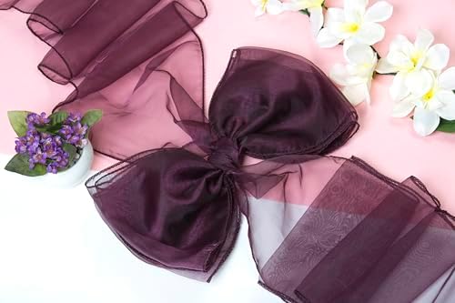MDS Pack of 125 Organza Chair Sashes for Wedding & Event Décor – Plum - Image 5