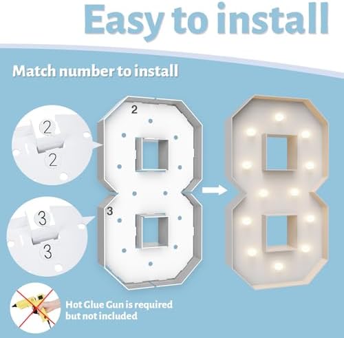 4FT Light Up Marquee Number 8- Large Foam Board Mosaic Kit - Image 4