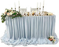 Pooling and Floating Chiffon Table Skirt with extra length, 6FT 9FT 14FT Sheer Tablecloth, Baby Shower, Birthdays Party, Main Cake Table Decoration, Wdding Table Skirt (Blue, 6FT) by EHLDekol