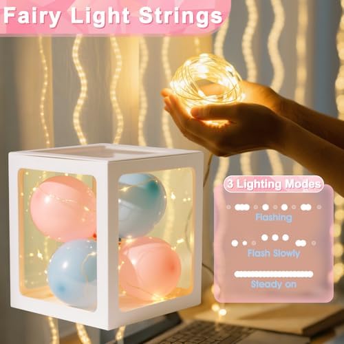 Ledido Transparent Balloon Boxes with 78 Letters Numbers Fairy Lights 6PCS - Image 2