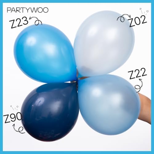 PartyWoo Pearl Blue Balloons 140pcs Sky Blue Balloons Different Sizes - Image 3
