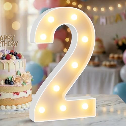 12.6 Inch Marquee Light Up Numbers 2 for Party Decorations by NANXU