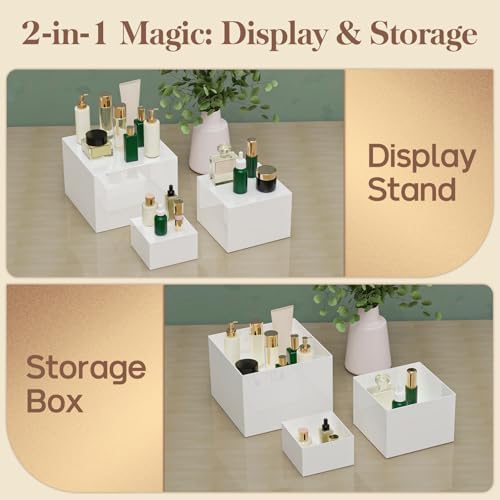 6 PCS Buffet Risers, Large Food Risers for Buffet Table, Display Stand Shelf for Party, Catering, Jewelry & Collectibles, White Acrylic Nesting Boxes for Food Display (10" 9" 8" 7" 6" 5") - Image 4