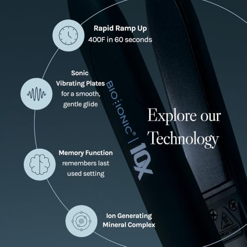 Bio Ionic 10X Styling Iron Hair Straightener with 1" Sonic Vibrating Plates - Image 3