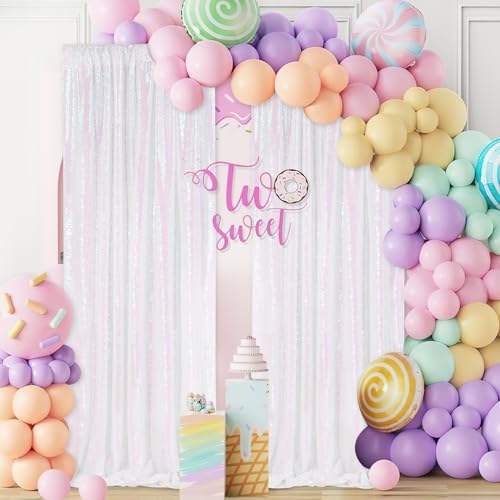 White Iridescent Sequin Backdrop 2 Panels 2FTx8FT Unicorn Backdrop - Image 4