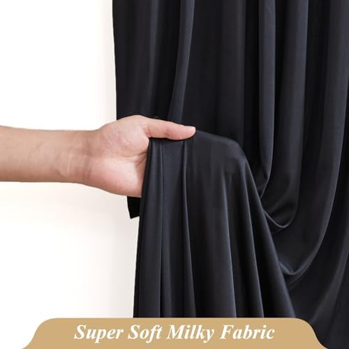 30 x 10ft Black Backdrop Curtains with Lights String for Party - Image 4