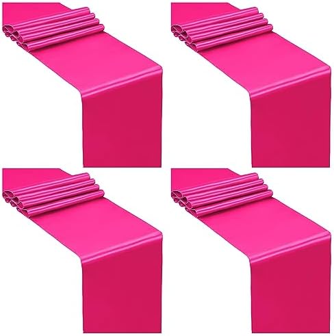 SiinvdaBZX 4 Pcs Hot Pink Satin Table Runner 12 x 108 inches Long by SiinvdaBZX
