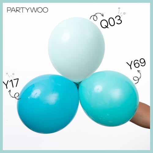 PartyWoo Dark Teal Balloons 140pcs Turquoise Aqua Blue Teal Different Sizes - Image 4