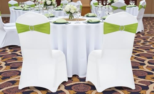 MDS Pack of 10 Spandex Chair Sashes for Wedding Party & Event – Apple Green - Image 6