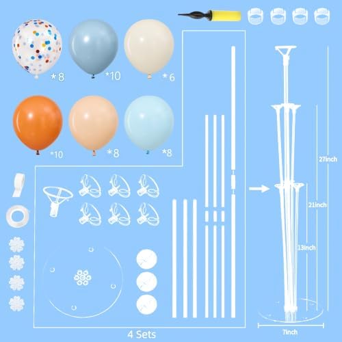 4 Sets Blue and Orange Balloons Stand Kit for Table - Image 4