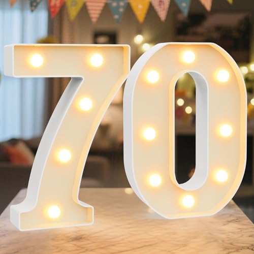 8.86 Inch Marquee Light Up Numbers 70 for Party Decorations by NANXU