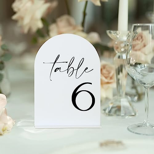 HOODO White Arch Wedding Table Numbers 1-20 with Stands, 5"x7" Arched Acrylic Signs and Holders, White Arch Table Numbers for Wedding Reception, Centerpiece, Party, Anniversary, Event - Image 4