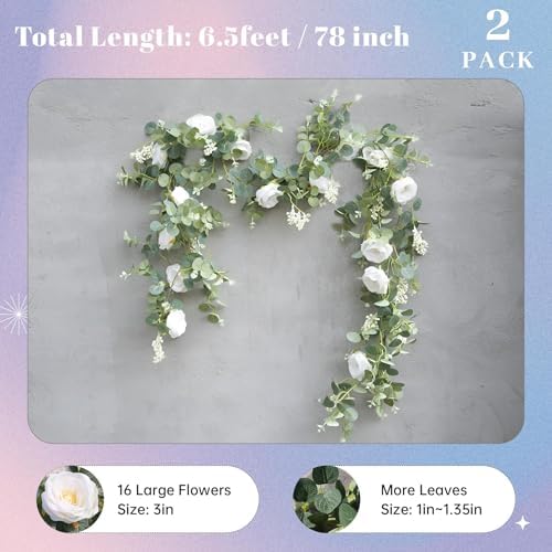 Der Rose 2Pcs 6.5FT Wedding Decor Artificial Flower Eucalyptus Garland - Image 2