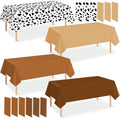 12Pack Brown and Cow Print Western Plastic Tablecloth for Rectangle Tables, Cowboy Rodeo Disposable Table Cover, Brown Rustic Table Cloth for Western Farm Cowboy My First Rodeo Baby Shower Party Decor by Hauwellter