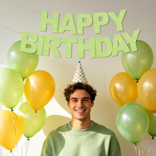 BEISHIDA Pre-Strung Light Green Happy Birthday Banner Party Sign Decoration - Image 4