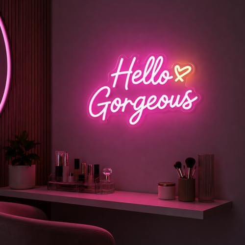 Hello Gorgeous Neon Signs for Wall Decor, Hello Beautiful Pink LED Lights - Image 2