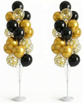 HIINS Black Gold Balloon Column Kit Set of 2 With Base,Pole for Party Decor by HiinsPartyDecoration