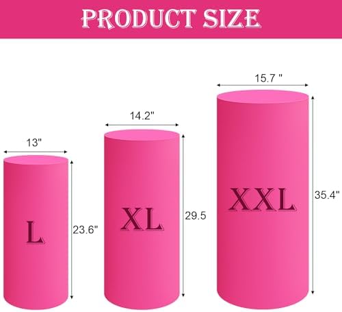 SaitiMade Set of 3 - Fuchsia Cylinder Pedestal Stand Covers - Image 2
