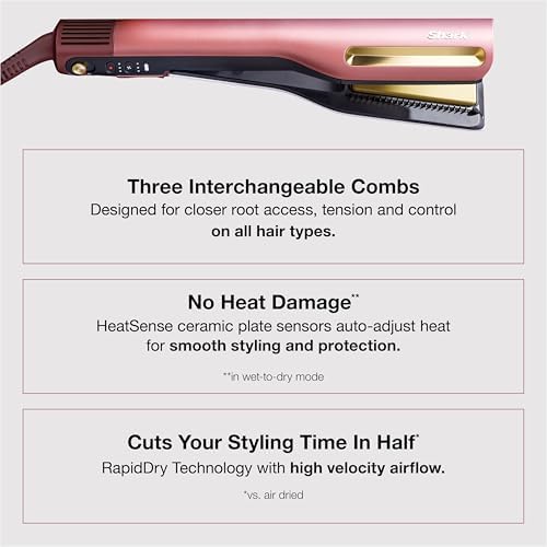 Shark SilkiPro Air Straightener & Blow Dryer, Flat Iron, Rose, HT400PK - Image 4