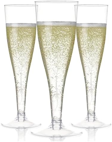 Prestee Disposable Champagne Flutes, 4.5 oz Plastic Champagne Glasses by Prestee