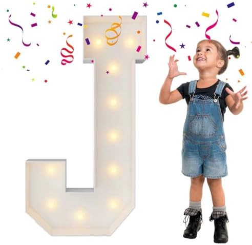 3FT Marquee Letters, Large Light Up Letters J for Party Decor by MerryMosaics