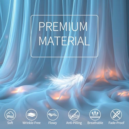Baby Blue Tulle Backdrop Curtain with Lights for Decor, 10x10FT - Image 5