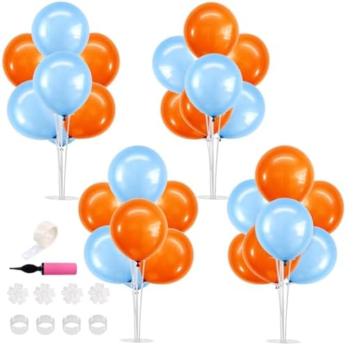 TONIFUL 4 Set Blue and Orange Balloon Stand Balloon Centerpieces for Table by TONIFUL
