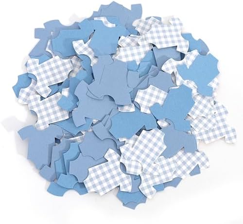 Blue Bodysuit Confetti,Blue Gingham Baby Shower Confetti,Baby Shower Decor - Image 3