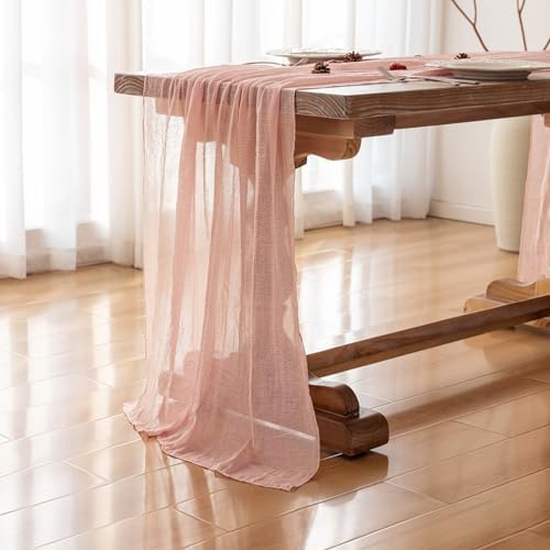 6Pcs Pink Cheesecloth Table Runner 120 Inches for Party Home Decor - Image 3
