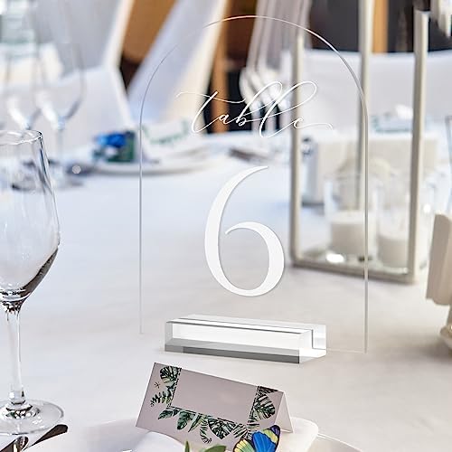 Clear Arch Table Numbers for Wedding, 5x7 Inch Arched Acrylic Table Numbers 1-10 with Stands, Clear Acrylic Arch Sign with Holder for Centerpiece, Reception, Wedding, Party, Event - Image 6