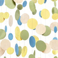 Sage Green Dusty Blue Yellow Beige Polka Dots Garlands Olive Green Macaron Yellow Dusty Blue Sand White Cream Nude Hanging Paper Circle Dots Streamer for Birthday Wedding Shower Party Decorations by pinkblume