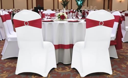 MDS Pack of 125 Spandex Chair Sashes for Wedding Party & Event – Apple Red - Image 6