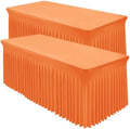 Shillance 2 Packs Orange Spandex Tableclothes for 6 Foot Rectangle Table, Spandex Table Covers 6FT Stretch Table Skirts Rectangle Wrinkle Free Fitted Tablecover for Event, Wedding, Banquet & Parties by Shillance