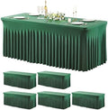 Wish Care 6 Pack Hunter Green Stretch Spandex Table Clothes for 8 Foot Rectangle Tables, 8FT Wrinkle Free Fitted Tablecloths Ruffles Design Table Cover for Party, Banquet, Wedding and Events by WishCare