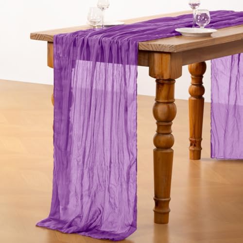 DeZerlor Dark Purple Cheesecloth Table Runner 1 Pack Fall Runner - Image 5