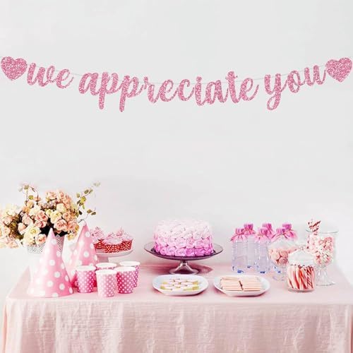 BEISHIDA Pink We Appreciate You Banner - Employee Appreciation Banner for Office Party Decorations, Thank You for Employee, Teacher, Doctor, Nurse, Staff Appreciation - Image 5